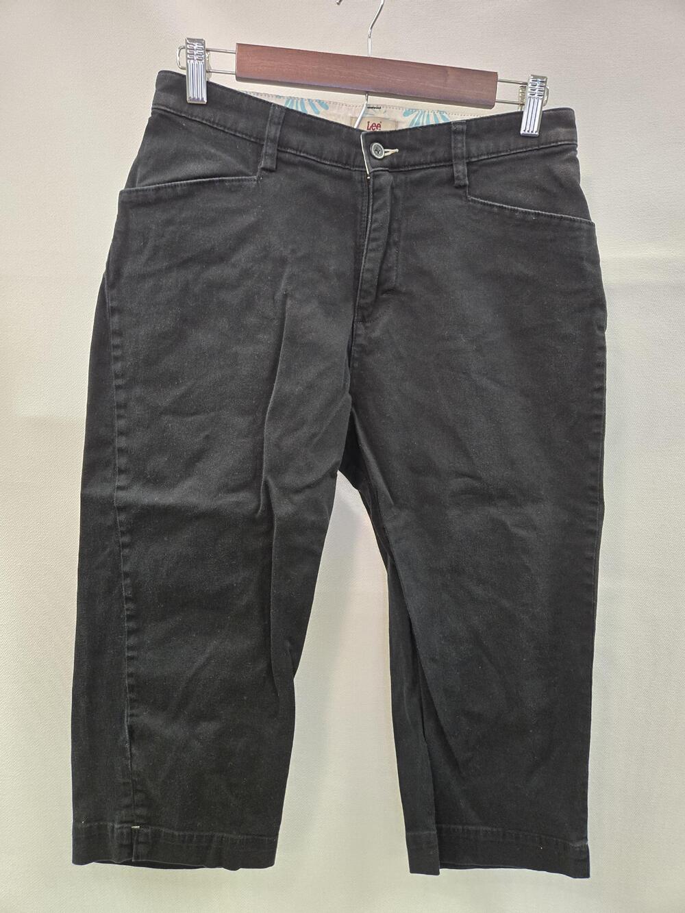 Lee Pants Womens 10 Black Stretch Capri Cropped Chino Casual Mid Rise Jeans